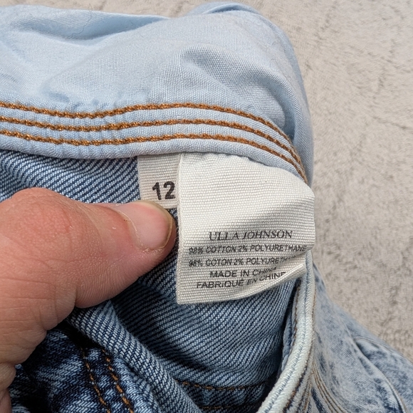 Ulla Johnson Jeans Womens 12 Blue Acid Wash Ellis Straight Kick Flare High Rise - Picture 8 of 10